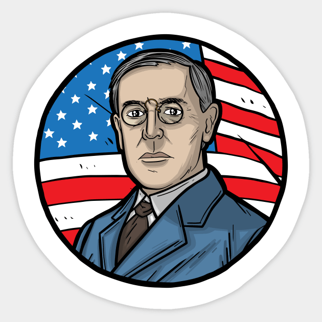 Woodrow Wilson Sticker by Baddest Shirt Co.